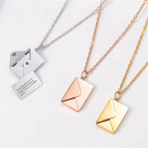 Love Letter Envelope Pendant Necklace Stainless Steel Valentine Gift