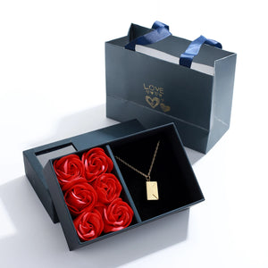 Love Letter Envelope Pendant Necklace With Rose Stainless Steel Jewelry