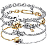 925 Sterling Silver Shooting Star Double Chain Bracelet Bangle