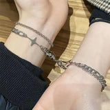 Heart-linked Bracelet for Couples Stainless Steel