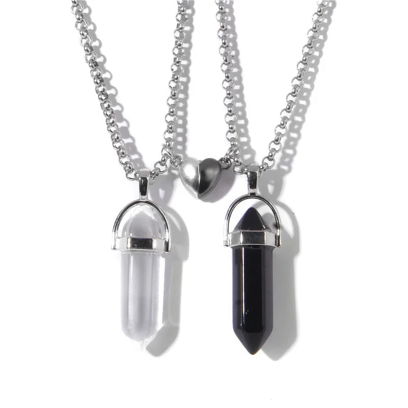 Love Magnetic Buckle Couple Female Natural Pillar Necklace Merry Christmas Gift