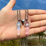 Love Magnetic Buckle Couple Female Natural Pillar Necklace Merry Christmas Gift