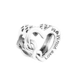 Love Mum Heart Charm 925 Sterling Silver Beads Fits Charms Bracelet