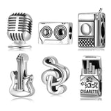 925 Silver Music Circus Food Rock Charms Beads for Bracelets