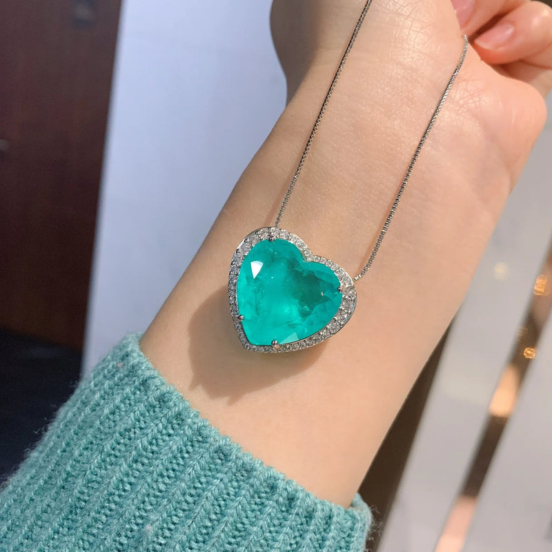 Heart Crystal Pendant Necklace Women Jewelry Anniversary Gift