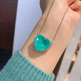 Heart Crystal Pendant Necklace Women Jewelry Anniversary Gift
