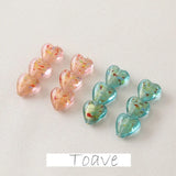 Peach Heart Foil Glass Beads Straight Hole DIY Jewelry Material