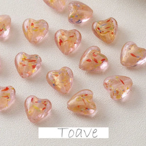 Peach Heart Foil Glass Beads Straight Hole DIY Jewelry Material