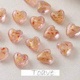 Peach Heart Foil Glass Beads Straight Hole DIY Jewelry Material