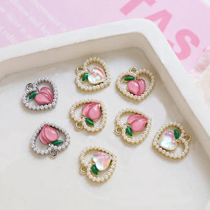 Peach Pendant Alloy Pearl DIY Jewelry Charms 20pcs 16*16mm