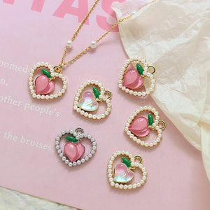 Peach Pendant Alloy Pearl DIY Jewelry Charms 20pcs 16*16mm