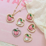 Peach Pendant Alloy Pearl DIY Jewelry Charms 20pcs 16*16mm
