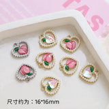 Peach Pendant Alloy Pearl DIY Jewelry Charms 20pcs 16*16mm