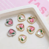 Peach Pendant Alloy Pearl DIY Jewelry Charms 20pcs 16*16mm