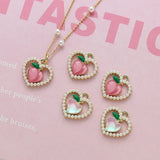 Peach Pendant Alloy Pearl DIY Jewelry Charms 20pcs 16*16mm