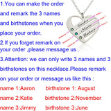 Love Pendant Heart Necklace with Birthstones DIY Birthstone Long Necklaces