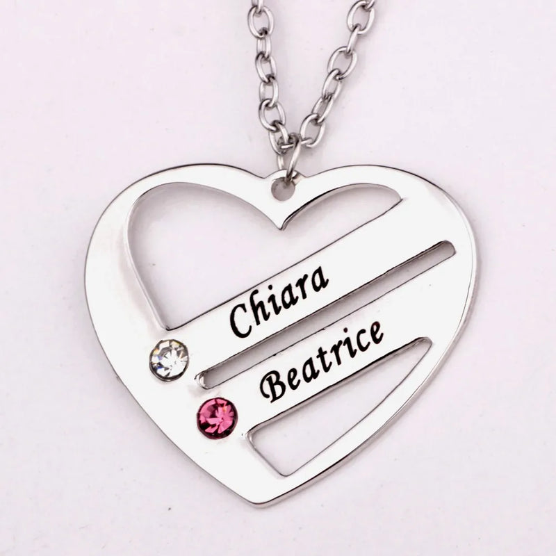 Love Pendant Heart Necklace with Birthstones DIY Birthstone Long Necklaces