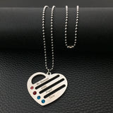 Love Pendant Heart Necklace with Birthstones DIY Birthstone Long Necklaces
