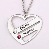 Love Pendant Heart Necklace with Birthstones DIY Birthstone Long Necklaces