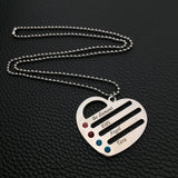 Love Pendant Heart Necklace with Birthstones DIY Birthstone Long Necklaces