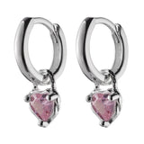 Pink Heart Zircon Earring 925 Sterling Silver Girl