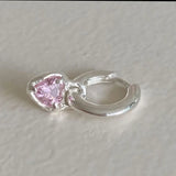 Pink Heart Zircon Earring 925 Sterling Silver Girl