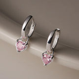 Pink Heart Zircon Earring 925 Sterling Silver Girl
