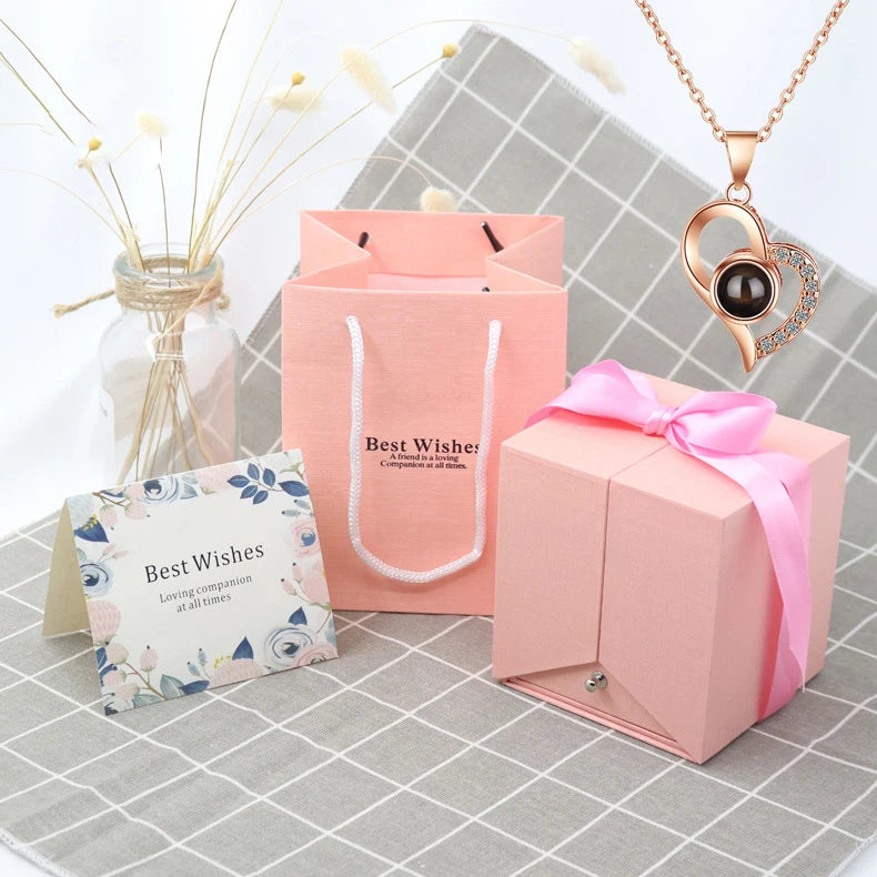 Love Projection Necklace With Rose Box For Girlfriend Valentine Present