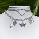 Heart-shaped Fairy Necklace Rhinestone Pendant Earth Girl