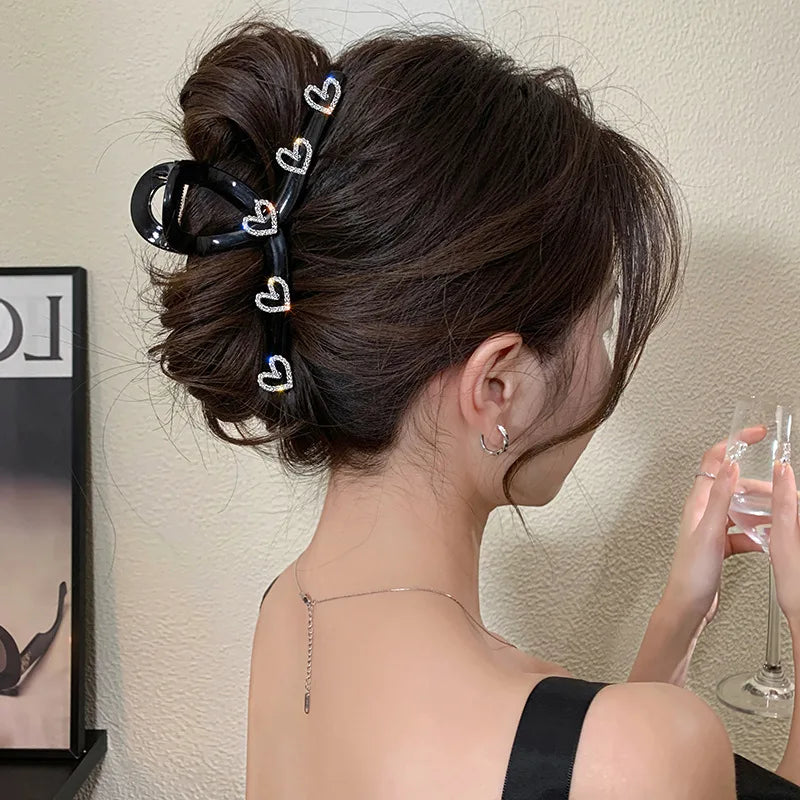 Elegant Rhinestones Hair Clip for Women Acrylic Hair Clamp