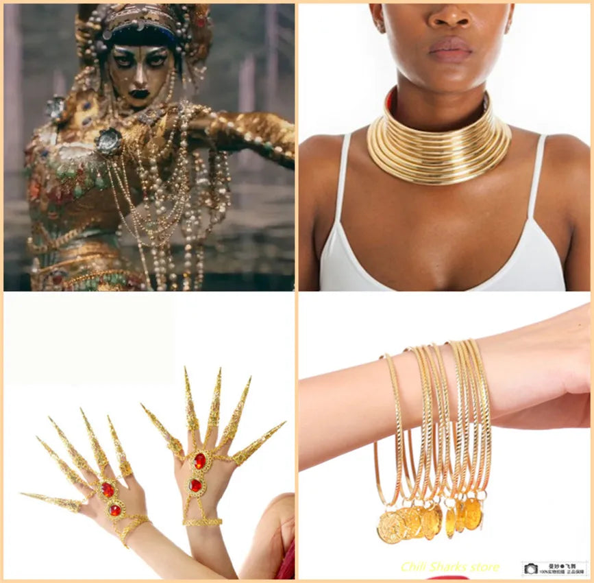 Robort Jibaro Choker Necklace Golden Decorations