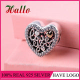Love Script Charm Bead 925 Silver for Bracelet Jewelry Making