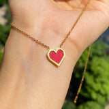 Women Choker Clavicle Chain Stainless Steel Heart Pendant Charm Necklace
