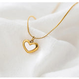 Women Choker Clavicle Chain Stainless Steel Heart Pendant Charm Necklace