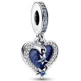 Angel Wings Daughter Heart Charm Snowglobe Bell Pendant Bead 925 Sterling Silver