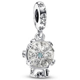Daughter Heart Angel Wings Snowglobe Bell Pendant Charm 925 Sterling Silver Bead