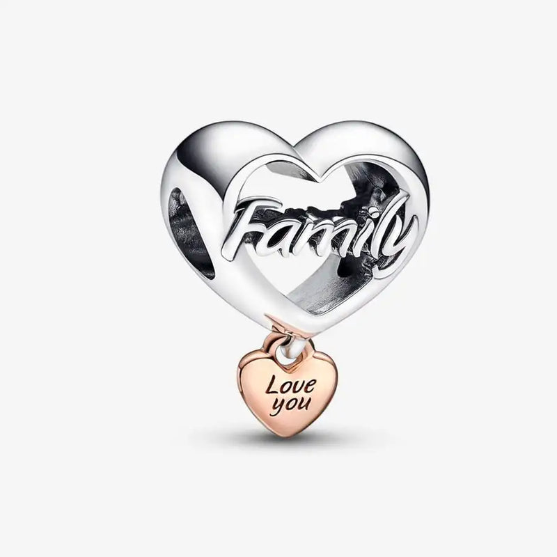 Love You Family Heart Charm for Bracelet Bangle Jewelry Making