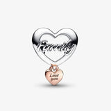 Love You Family Heart Charm for Bracelet Bangle Jewelry Making