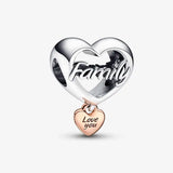 Love You Family Heart Charm for Bracelet Bangle Jewelry Making