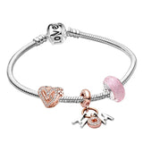 Love You Forever Beads Charm Bracelets DIY Silver Snake Chain Bracelets
