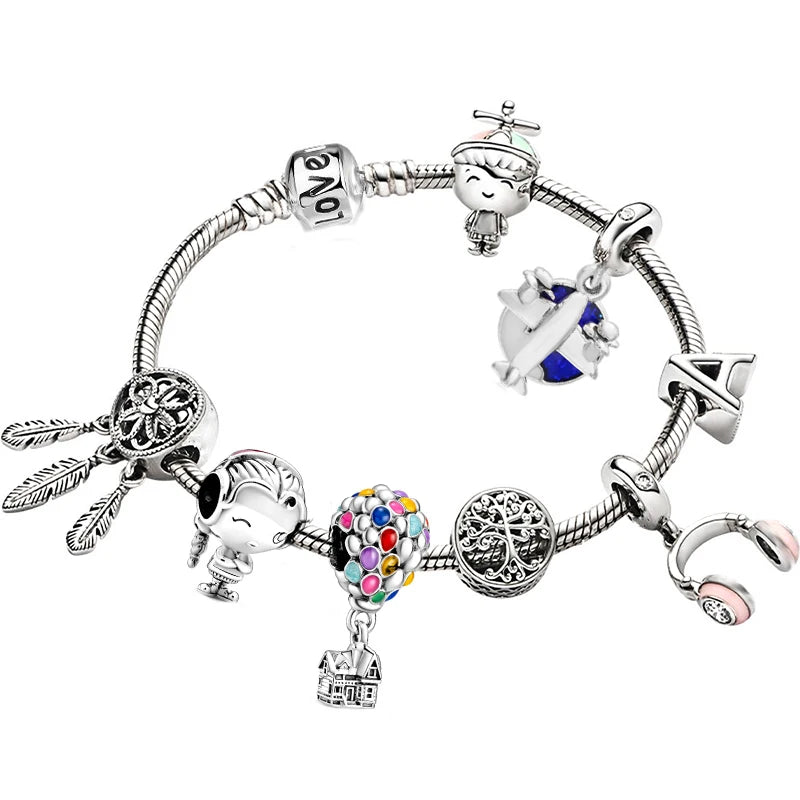 Love You Forever Beads Charm Bracelets DIY Silver Snake Chain Bracelets
