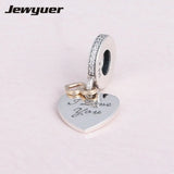 Love You Forever 925 Sterling Silver Heart Charm Bead DIY Pendant