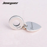 Love You Forever 925 Sterling Silver Heart Charm Bead DIY Pendant