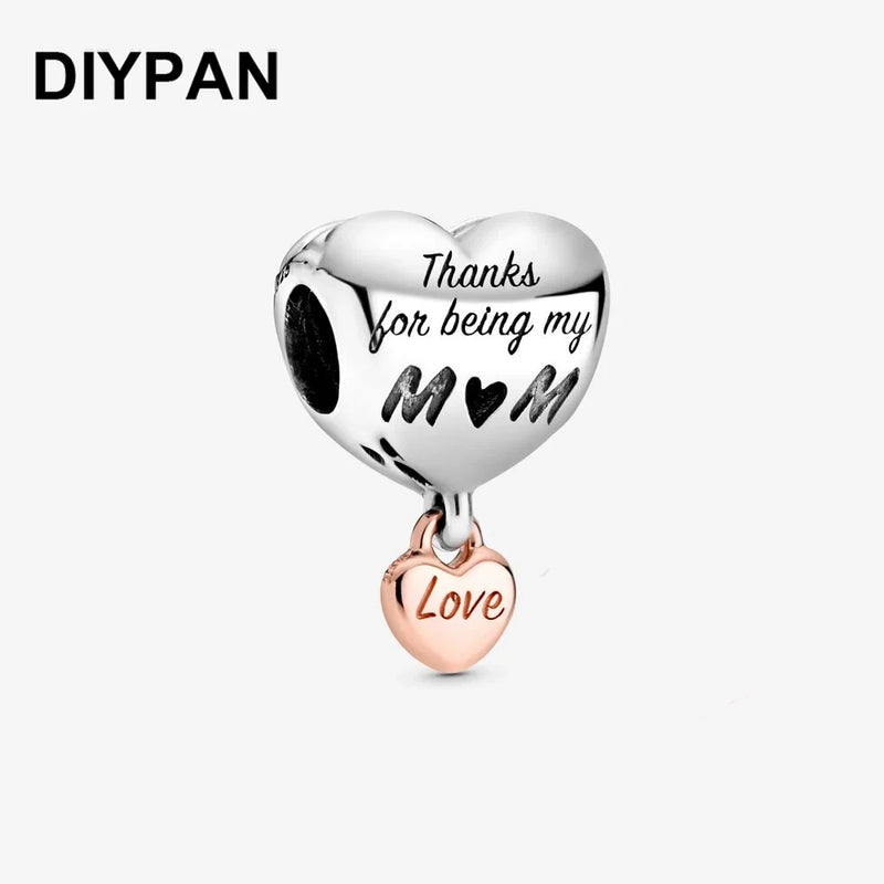 Love You Mum Heart Charm for Bracelet Beads