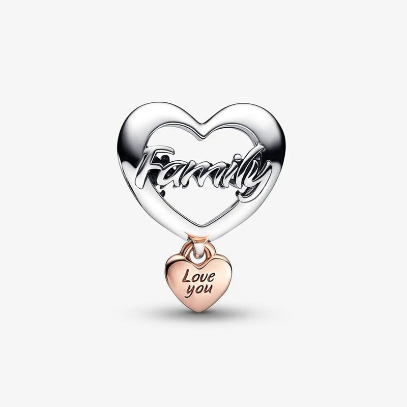 Love You Sister Heart 925 Silver Dangle Family Charm fit Bracelets