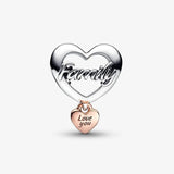 Love You Sister Heart 925 Silver Dangle Family Charm fit Bracelets
