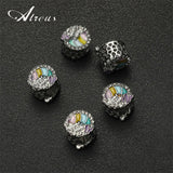 Zinc Alloy Metal Small Jewelry Round Hollow Mini Zircon Inlaid