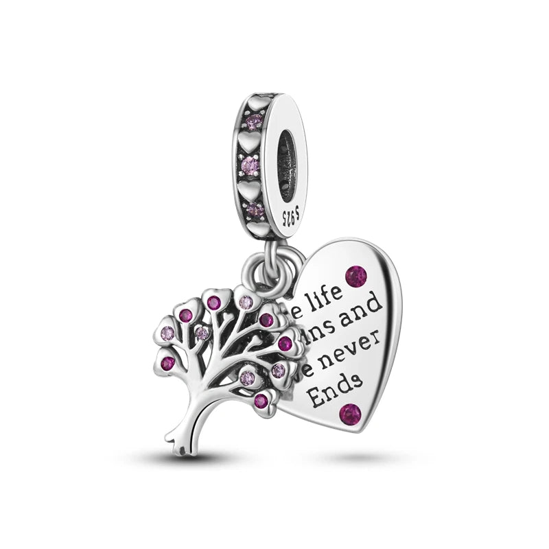 Love & Tree of Life Charm Beads 925 Silver Fit Charms Bracelet DIY Gift