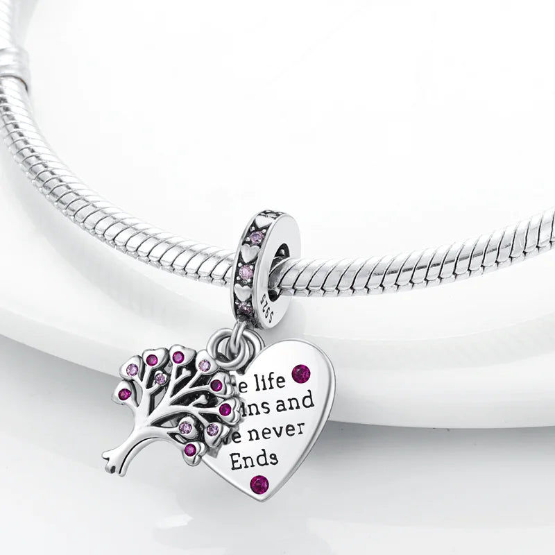 Love Tree of Life Charm Beads Silver for Charms Bracelet Diy Jewelry Gift