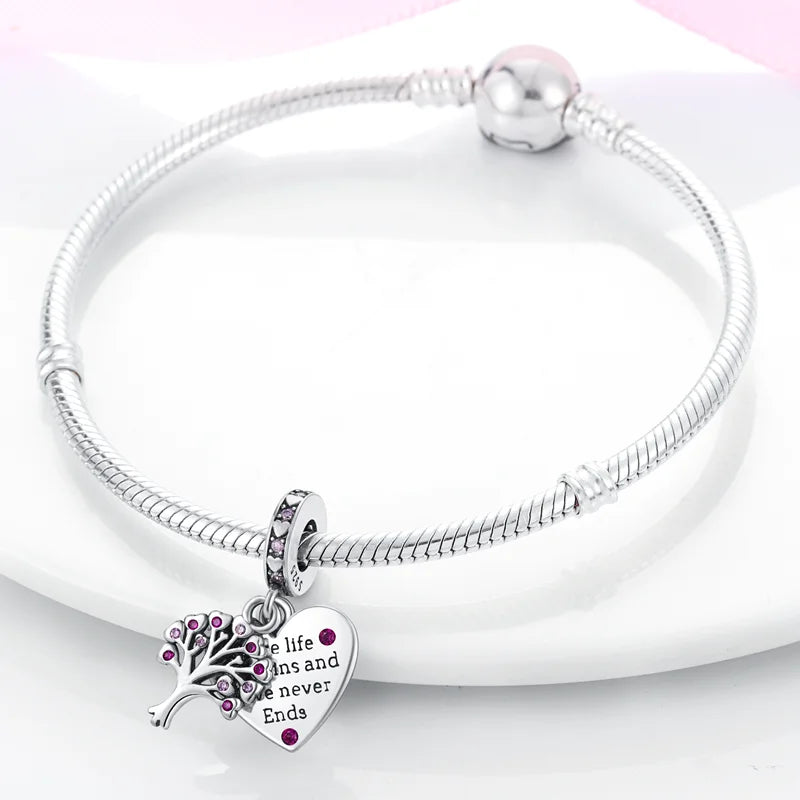 Love Tree of Life Charm Beads Silver for Charms Bracelet Diy Jewelry Gift